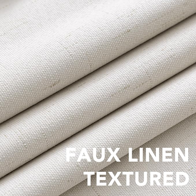 H.VERSAILTEX Ivory Curtains Blackout, 100% Blackout Linen Curtains - Image 4