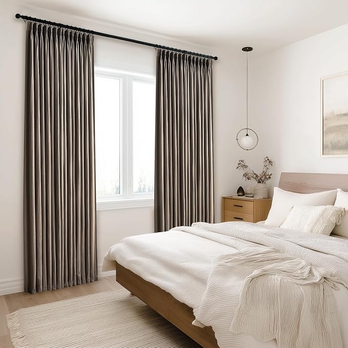 96 Inches Long Pleated Sheer Curtains, Dark Linen Blended Light Filtering - Image 7