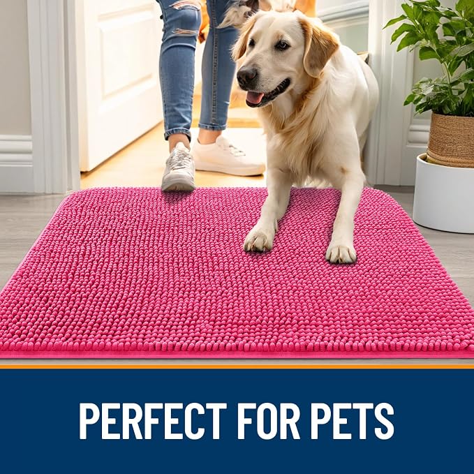 OLANLY Dog Door Mat for Muddy Paws 36x24, Super Absorbent Chenille Mud Mat | - Image 6