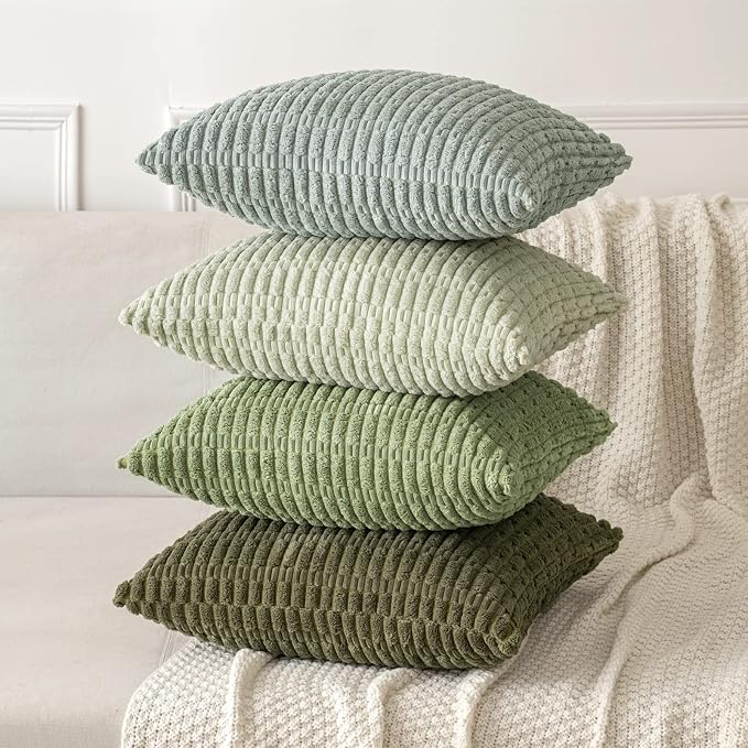 MIULEE Corduroy Decorative Throw Pillow Covers 18x18 Olive Green Pack of 2 | - Image 7
