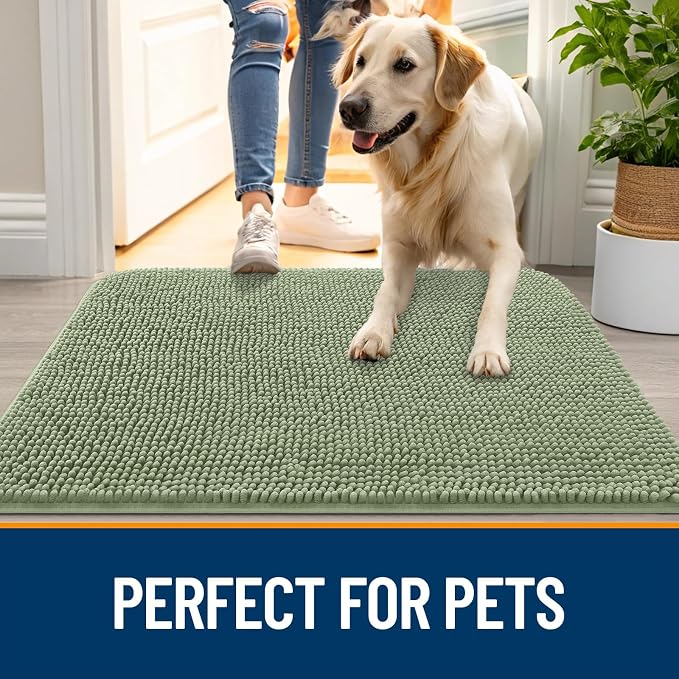 OLANLY Dog Door Mat for Muddy Paws 40x24, Super Absorbent Chenille Mud Mat | - Image 6