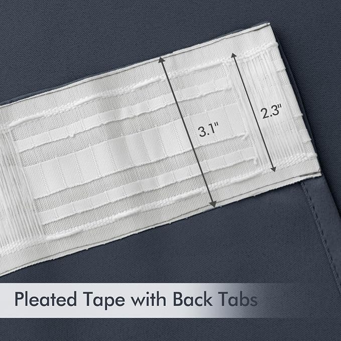 MIULEE Stone Blue Back Tab Blackout Curtains 52x96 Inch Long 2 Panels Set | Rod - Image 4