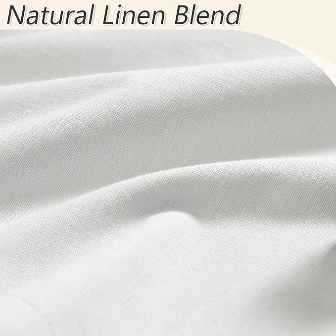 White 100% Blackout Linen Curtains 52 Inch Wide by 128 Inch - Image 4