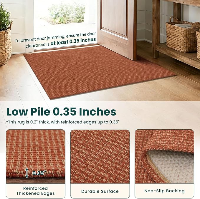 KOZYFLY Orange Runners Rugs for Hallway 2x10, Washable Runner Rug, Woven Non - Image 4