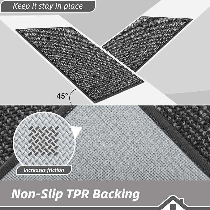 BEQHAUSE Dirt Trapper Door Mat 32"x48", Non-Slip Washable Doormat, Charcoal | - Image 6