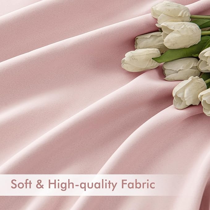 MIULEE Light Pink Back Tab Blackout Curtains 52x63 Inches Long 2 Panels Set | - Image 6