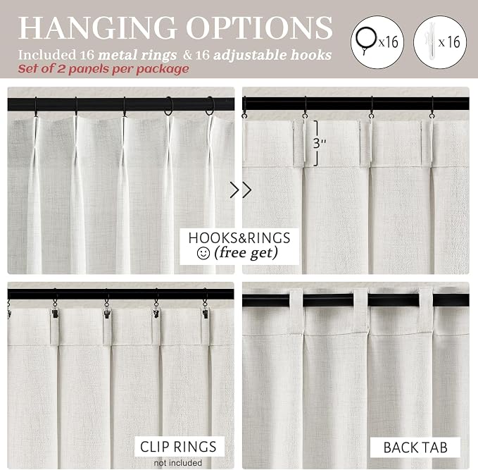 Custom 88 Inch Beige White Pinch Pleat Nursery Curtains 2 Panels Set, Light - Image 8