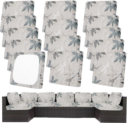 14Pcs Patio Cushion Covers, Outdoor Stretch Cushion Covers, Washable | Stretch by Unknown