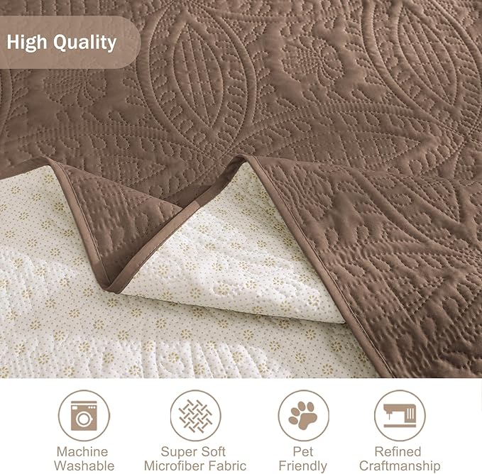 Toffee Quilted Recliner Covers, Camel Large Recliner Chair Covers, Lazy Boy - Image 5