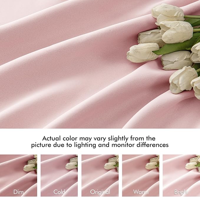 MIULEE Light Pink Back Tab Blackout Curtains 52x63 Inches Long 2 Panels Set | - Image 8
