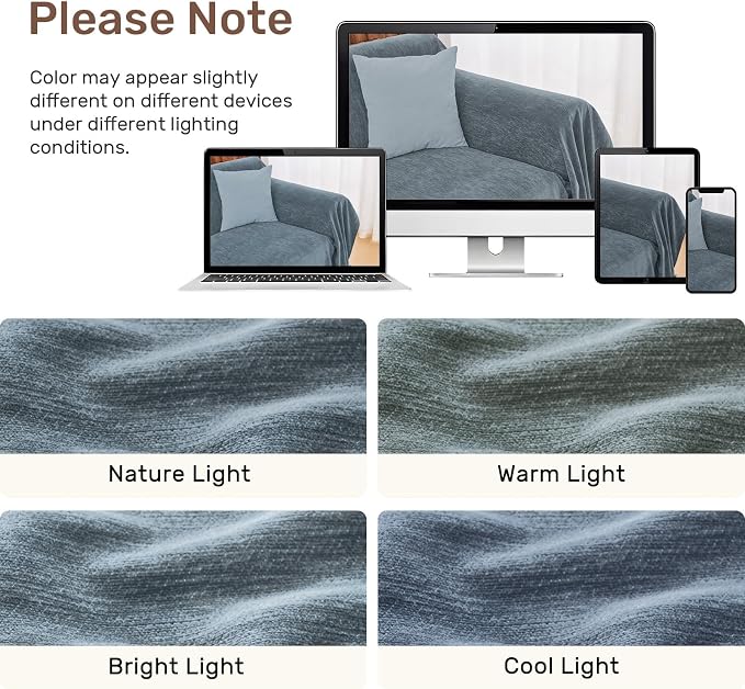 2 Pieces Sectional Couch Covers L Shaped Cover L Dusty Blue | Thick Washable - Image 8