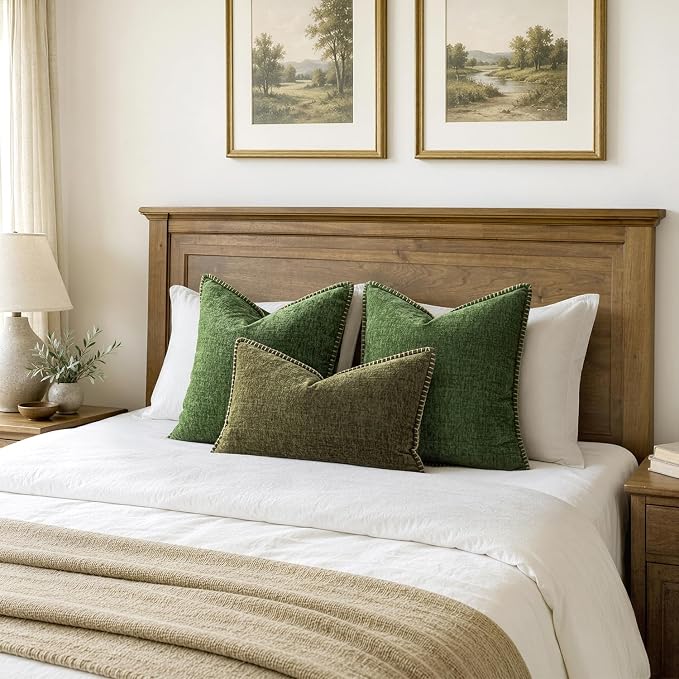 MIULEE Decorative Lumbar Throw Pillow Covers 12x20 Inch Olive Green 2 Pack | - Image 6