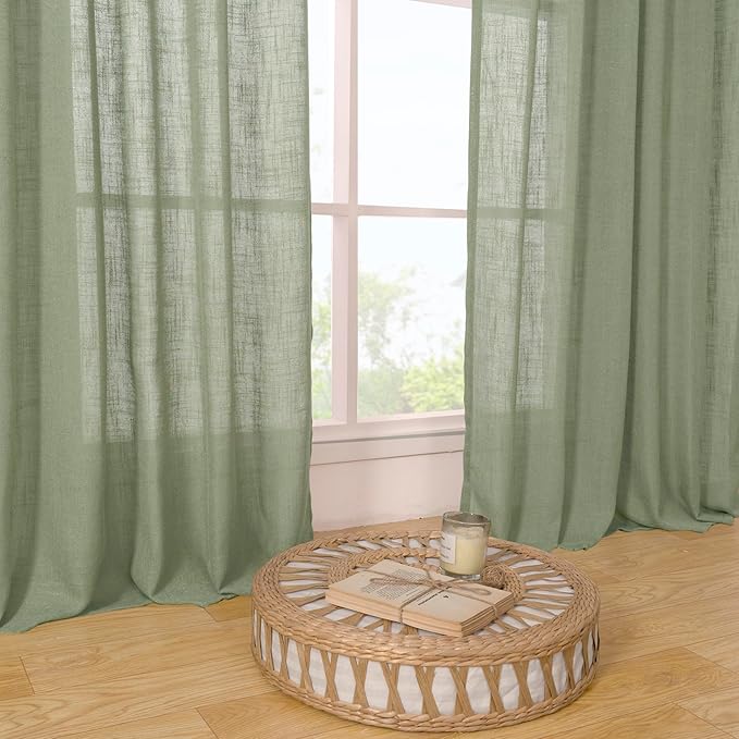 Extra Wide Semi Sheer Linen Curtains - Image 9