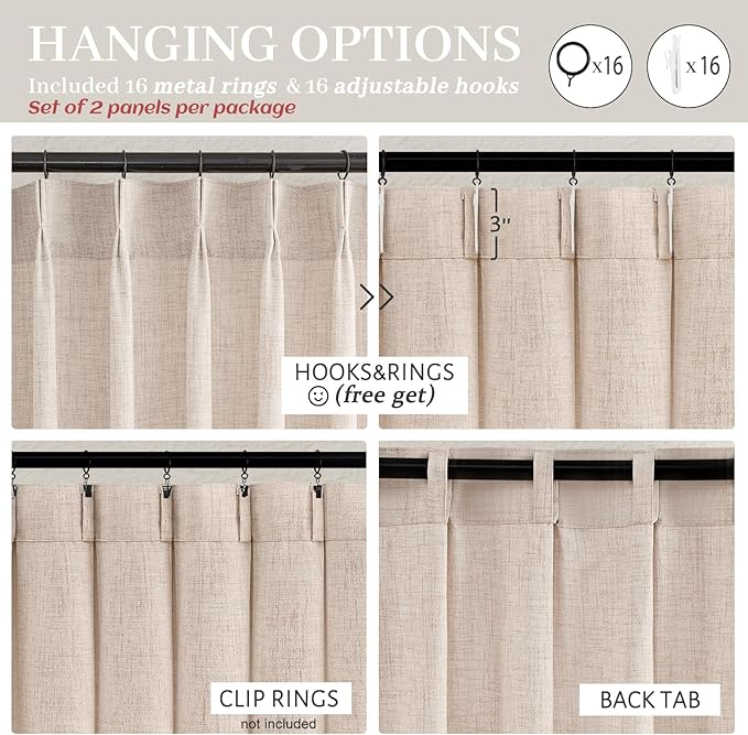 Pinch Pleat Linen Sheer Curtains 90 Inches Long - Image 4