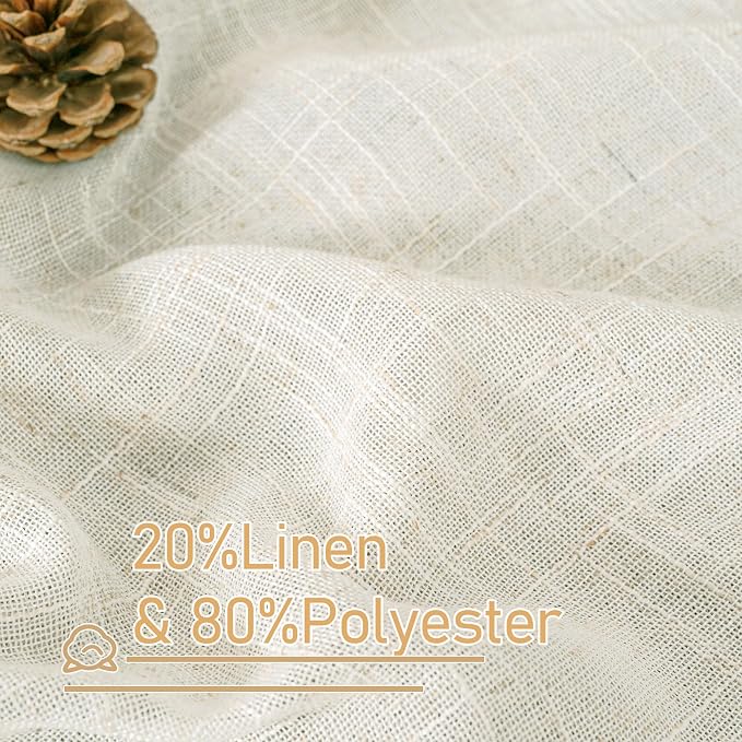 Cream Linen Curtains 36 Inch for Windows, Soft Thick Linen Textured Light - Image 3