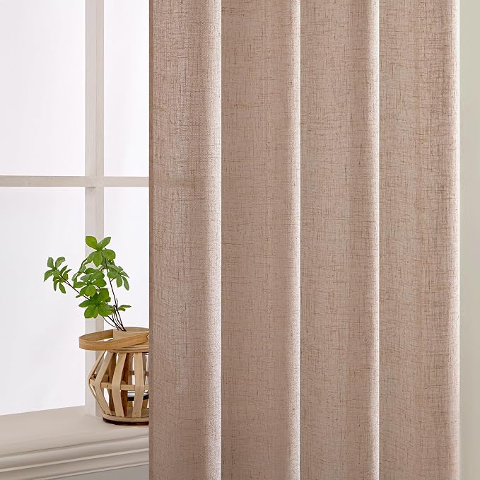 MIULEE Natural Beige Linen Curtains 52x108 Inch - Image 5