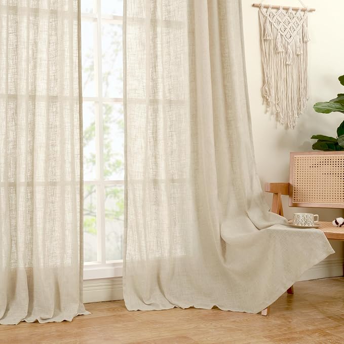 Linen Curtains 45 Inch Length 2 Panels Set - Image 9