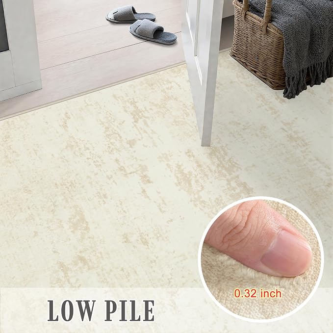 2x3 Washable Entryway Rug: Modern Abstract Indoor Soft Carpet Beige | - Image 9
