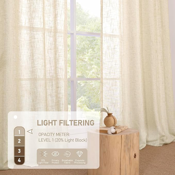 Beige Linen Curtains 54 Inches Long - Image 4