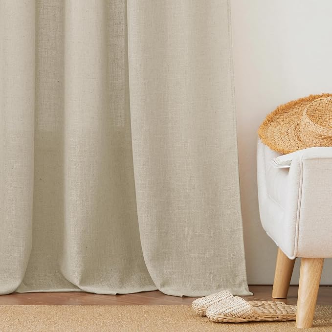 RYB HOME Linen Sheer Curtains 84 inches Length, Glare Light Filter Privacy - Image 6