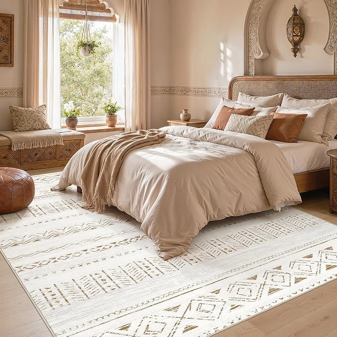 cotiled 6x9 Area Rugs for Living Room: Boho Washable Rug for Dining Room | - Image 6