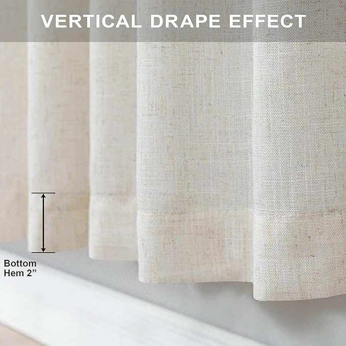 Cream White Linen Curtains 42 Inch Wide - Image 7