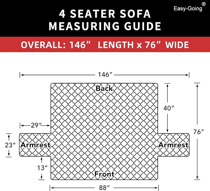 Easy-Going Reversible Couch Cover, 4 Seater Sofa, Washable Slipcover - Image 6