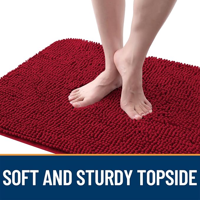 OLANLY Dog Door Mat for Muddy Paws 36x24, Super Absorbent Chenille Mud Mat | Red - Image 4
