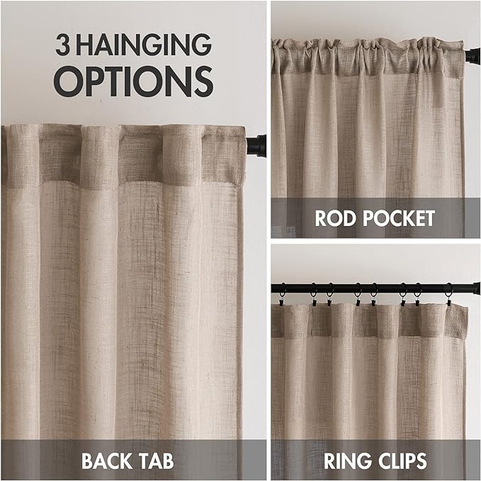 MIULEE Taupe Linen Curtains 42x84 Inch Length 2 Panels - Image 3
