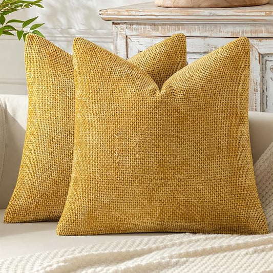 MIULEE Decorative Couch Throw Pillow Covers 22x22 in Mustard Yellow 2 Pack | by MIULEE