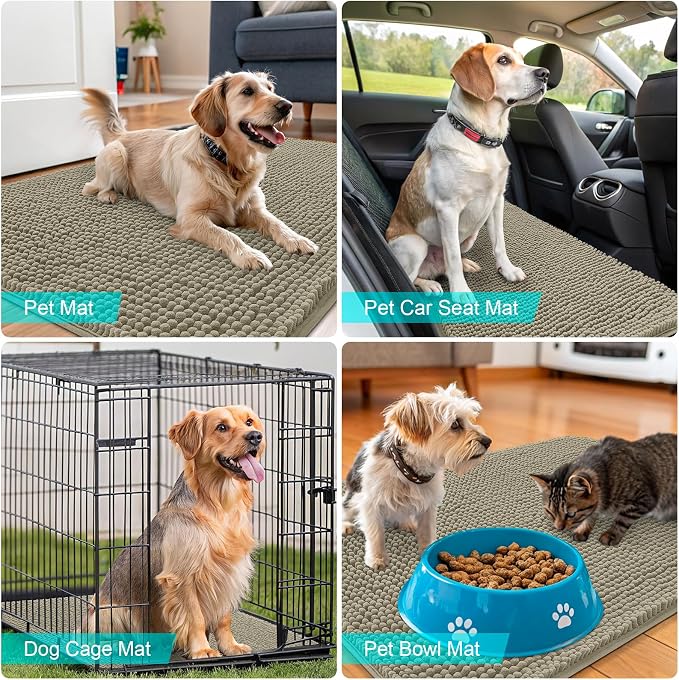 OLANLY Dog Door Mat for Muddy Paws 70x35, Super Absorbent Chenille Mud Mat | - Image 7
