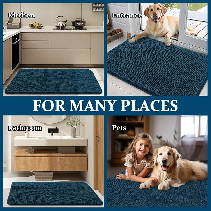 OLANLY Dog Door Mat for Muddy Paws 47x24, Super Absorbent Chenille Mud Mat | - Image 8