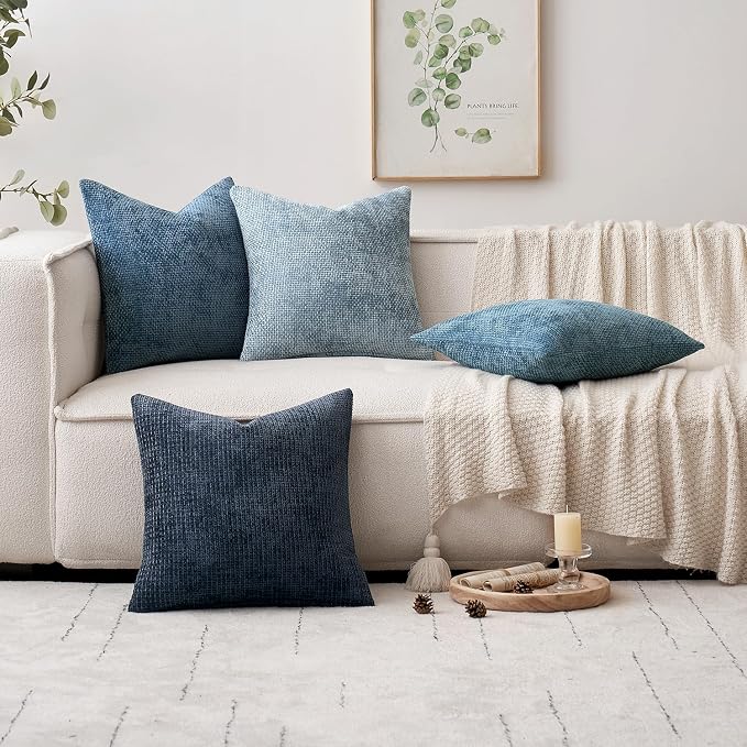 MIULEE Decorative Coastal Blue Euro Sham Pillow Covers 24x24 Inch 2 Pack | - Image 2