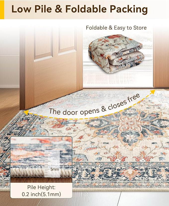 RELEANY Washable Area Rug, Runner 3'x6', Water Repellent, Pet Friendly - Image 6