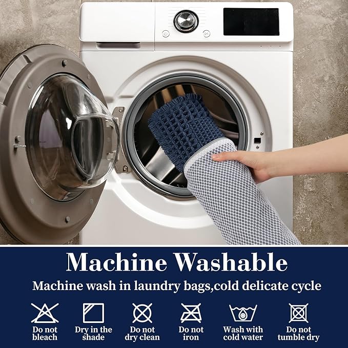 RESARE Waffle Bath Mat for Bathroom, Non Slip Bathroom Rugs 18"x30" Navy | - Image 6