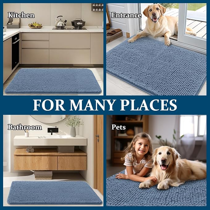 OLANLY Dog Door Mat for Muddy Paws 59x20, Super Absorbent Chenille Mud Mat | - Image 8