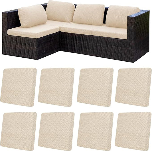 8Pcs Patio Cushion Covers, Outdoor Stretch Cushion Covers, Washable | Stretch by Unknown