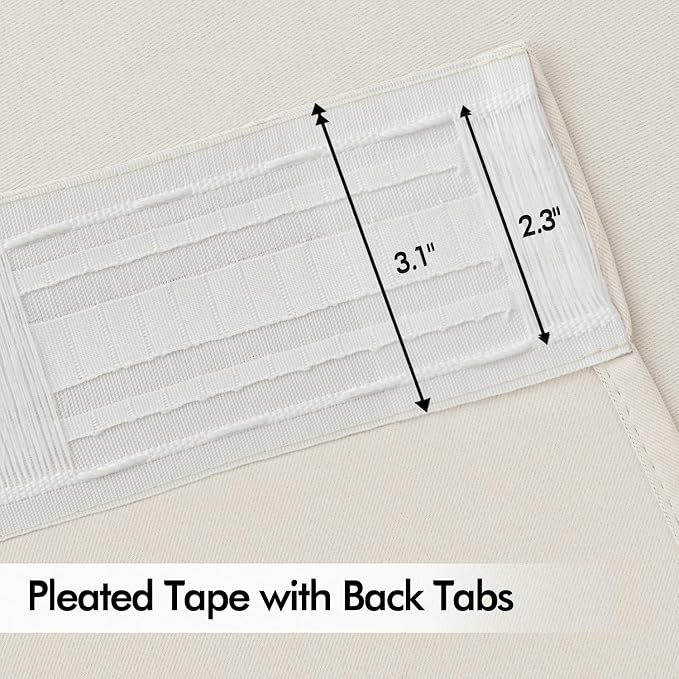 MIULEE Ivory Back Tab Blackout Curtains 52x120 Inch Long 2 Panels Set | Rod - Image 4