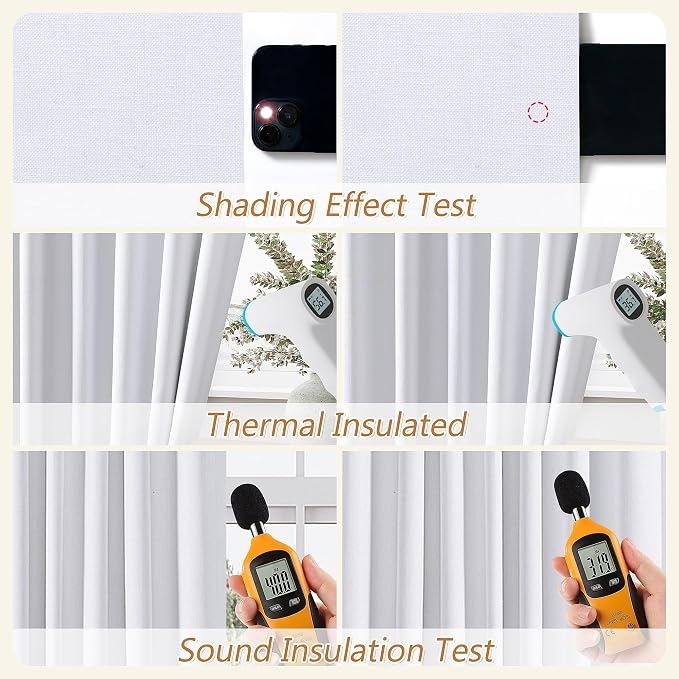 White 100% Blackout Linen Curtains 52 Inch Wide by 134 Inch - Image 5