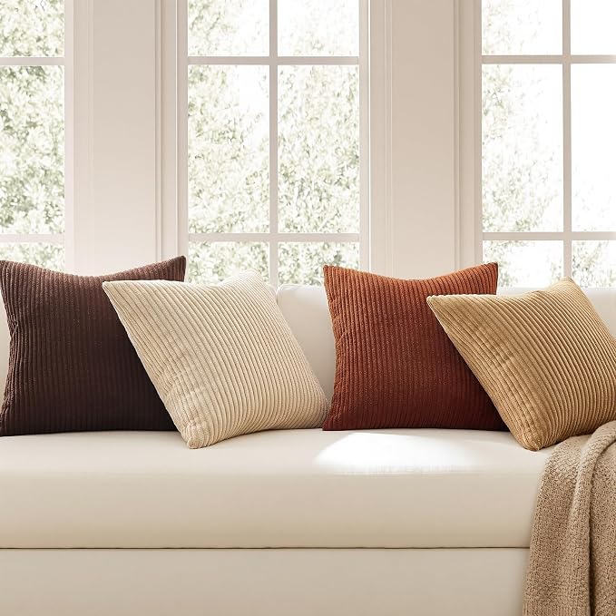 Topfinel Beige Brown Gradient Farmhouse Pillow Case 24x24 Decorative Pillow - Image 3