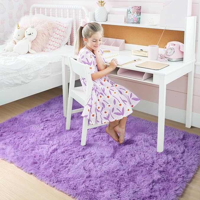 Amdrebio Purple Fuzzy Plush Area Rug 5x7 - Image 6