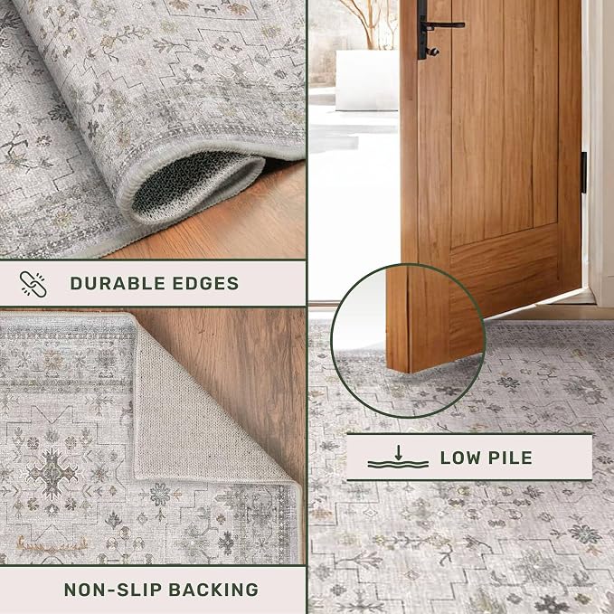 Boho Light Gray & Sage 6x8 Living Room Rug - Image 5