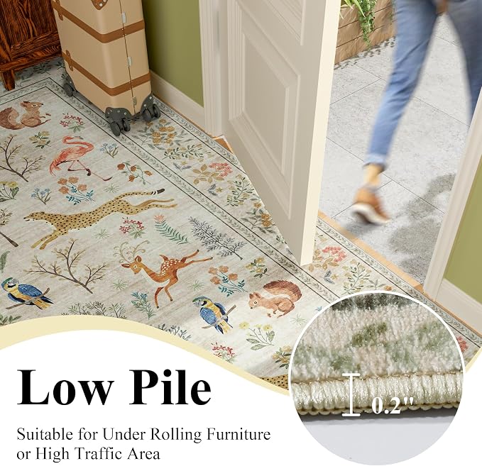 DUKINO 3x8 Runner Rug, Animal Washable Runner Rug - Image 7