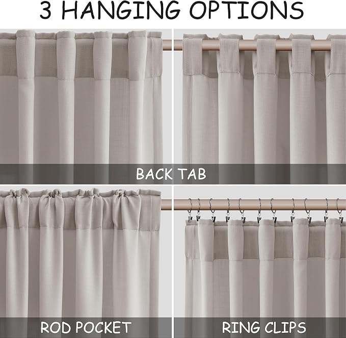 Stone Grey Linen Curtains 102 Inches Long - Image 2