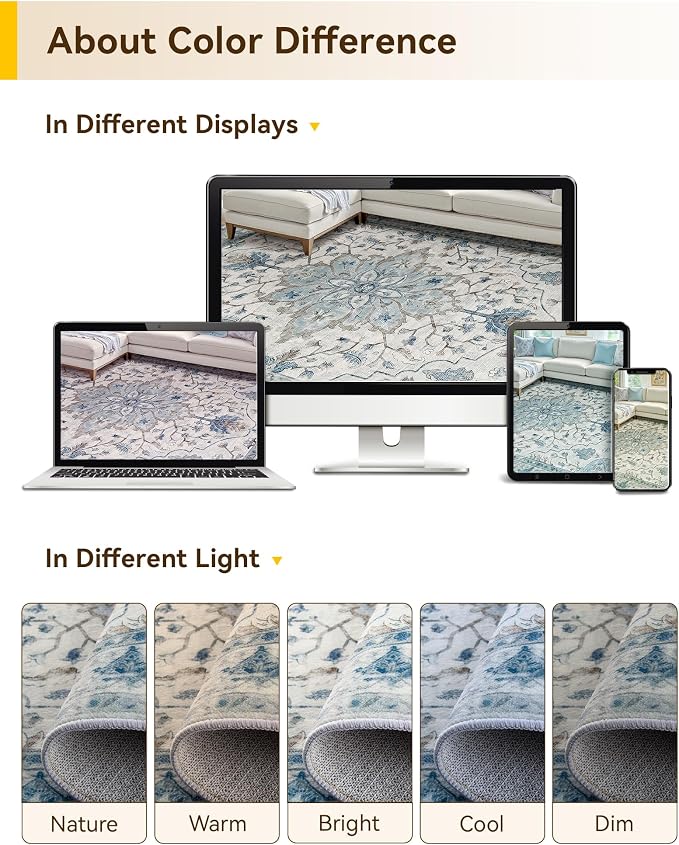 RELEANY Washable Area Rug, Large 10'x12', Water Repellent, Pet Friendly - Image 7
