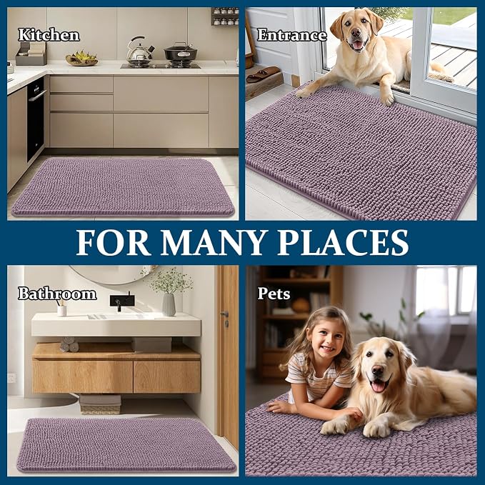OLANLY Dog Door Mat for Muddy Paws 59x20, Super Absorbent Chenille Mud Mat | - Image 8