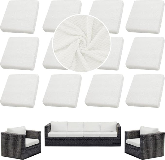 12PCS Patio Cushion Covers, Patio Furniture Couch Seat Slipcovers | Washable by SUKAIKEQA