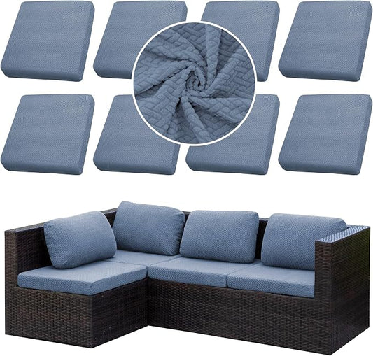 8PCS Patio Cushion Covers.Patio Furniture Couch SeatSlipcovers | Washable by SUKAIKEQA
