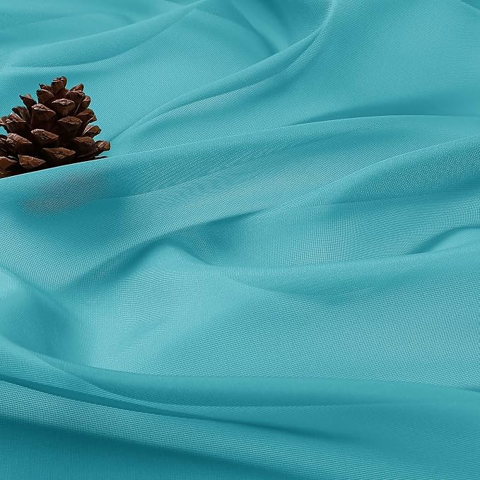 Sheer Curtains 84 Inches Long 2 Panels Set, Sheer Turquoise Curtains - Image 8