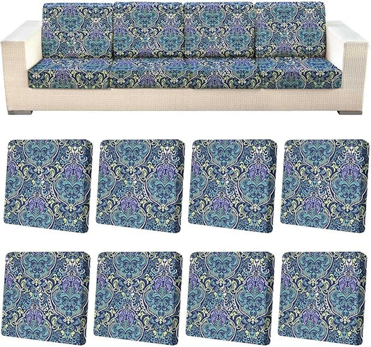 8Pcs Patio Cushion Covers Stretch Outdoor Furniture Protector Slipcovers | by pickyNproud